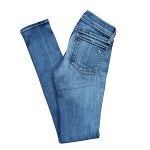 A7 Rag & Bone JEAN Skinny Mid Rise Blue Denim Jeans Women's Size‎ 24